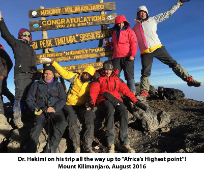 Dr. Hekimi on his trip all the way up to "Africa's Highest point"! Mount Kilimanjaro, August 2016